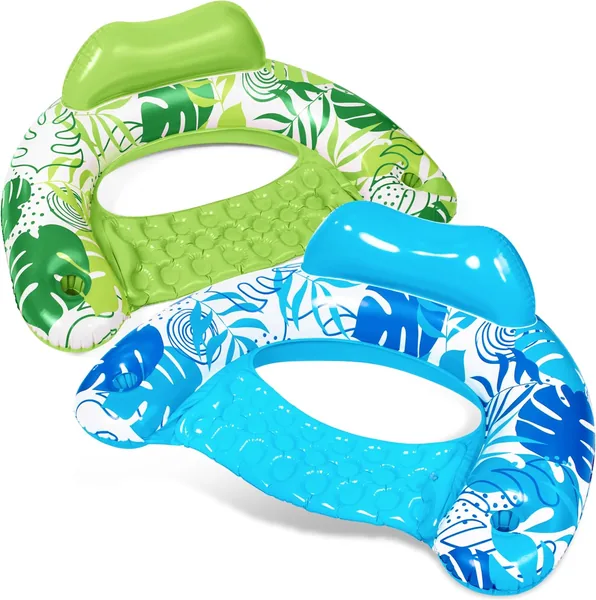 Sloosh Inflatable Pool Floats Adult, 2 Pack med Cup Holder - Best Deal