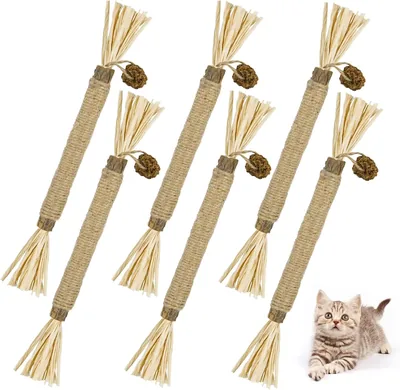 Adiwo Katspeelgoed Chewing Sticks, 6 stuks Natuurlijke Matatabi Catnip Teethers voor Kittens, Voor een Gezonde Tandverzorging