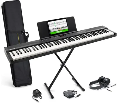 Alesis 88 Clavier Digital avec 480 Sons, Haut-parleurs, MIDI USB, Sac de Transport, Échelle, Casque, Pedale et Leçons pour Débutants - Meilleure Affaire