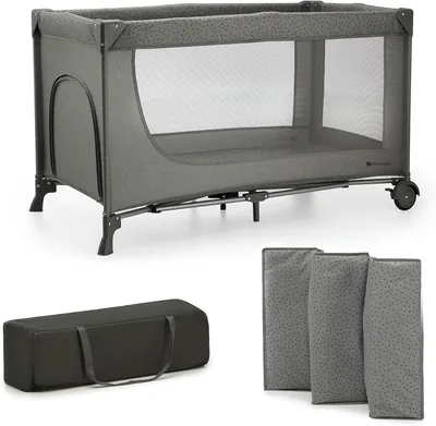 Kinderkraft Joy 2 3-en-1 Cuna de Viaje para Bebés hasta 25 kg, Fácil y Rápido Pliegue, Acceso Lateral, Bolsa de Viaje, Gris - Mejor Oferta