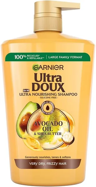 Garnier Ultra Doux Avocado Oil & Shea Butter Nourishing Shampoo For Very Dry & Frizzy Hair - 1000 ml