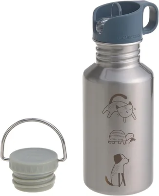 LÄSSIG Kinder Trinkflasche aus Edelstahl 500 ml Happy Prints Tiere | Für Kindergarten und Schule, robust, unzerbrechlich