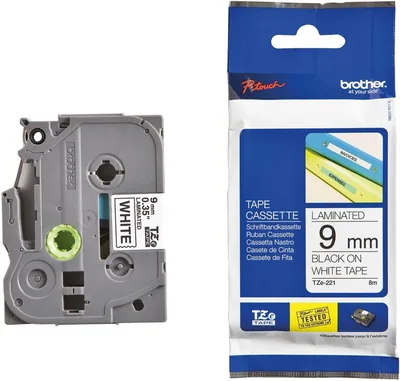 Brother Laminated Tape 9x8mm Black/White Compatible Best Deal