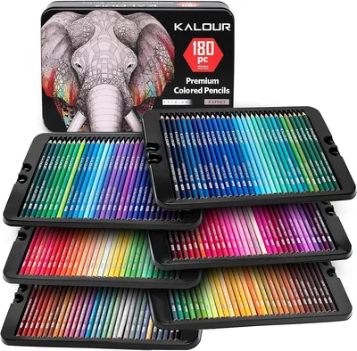 KALOUR Artists Premium Colour Pencil Set - 180 Colours, Soft Core, Elegant Tin Box - Best Deal