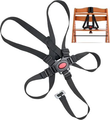 High Chair Safety Belt - Black 5-Point Harness, Compatible with Hauck, Stokke, Roba