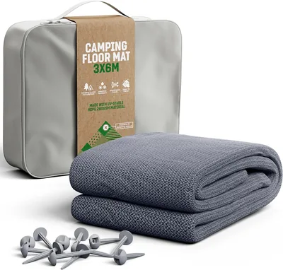 GardenGloss Tent Mat - Outdoor Camping Mat, Vädertäkt - Campingmatt, Tentmat med 12 snabba naglar & transportfalk
