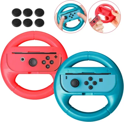 Nasjac Joy-Con Volante para Nintendo Switch y OLED - Paquete de 2 Joy-Con con Rueda Steering Compatible con Modelo OLED