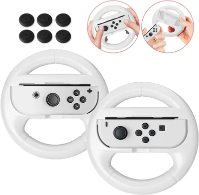 Nasjac Volante para Nintendo Switch y OLED, Juego de 2 Mandos Joy-Con con Ruedas de Dirección Compatibles con Modelo OLED, Carreras