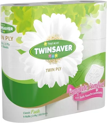 Twinsaver Luxury White Twin Ply Toilet Roll Paper