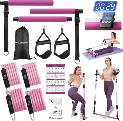 Barra de Pilates ALongSong con Bandas Elásticas de Resistencia, 5% de Descuento