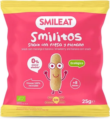 Smileat - Smilitos Snack - Fresa y Plátano - Merienda Divertida para Niños de 8 Meses - 1 Bolsa de 25 g Best Deal