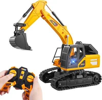 JOYIN Koparka zdalnie sterowana RC Digger traktor zabawki dla chłopców, 2,4 Ghz, RC koparka zabawka ze światłem, pojazdy budownicze - Najlepsza oferta