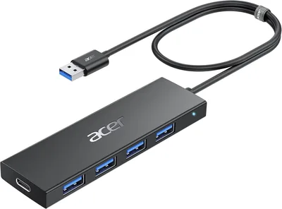 Acer USB 3.0 Hub mit USB-C Stromversorgung, Ultra Dünn Type-A Splitter 4 Ports Adapter für PC, Laptop, Tastatur, Maus - 32% Rabatt