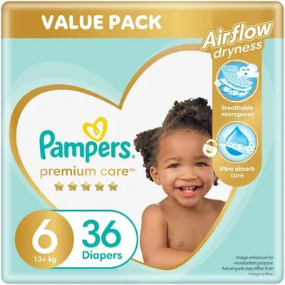 Pampers Premium Care Newborn Size 6 Nappies, Airflow Skin Comfort