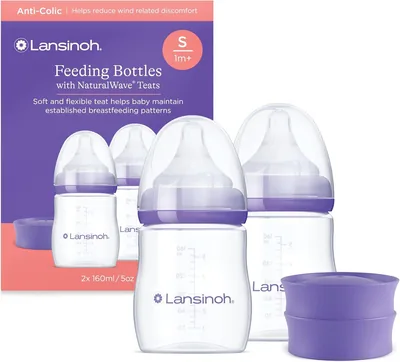 Lansinoh Anti Colic Baby Bottle - 2 Pack 160ml, BPA & BPS-Free