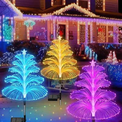 3pcs Solar Jellyfish Lights Outdoor Xmas Tree