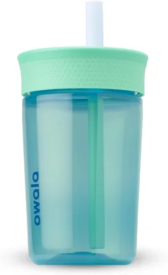 Owala - Vaso de plástico sin BPA para niños con popote flexible resistente a derrames, fácil de limpiar, botella de agua para