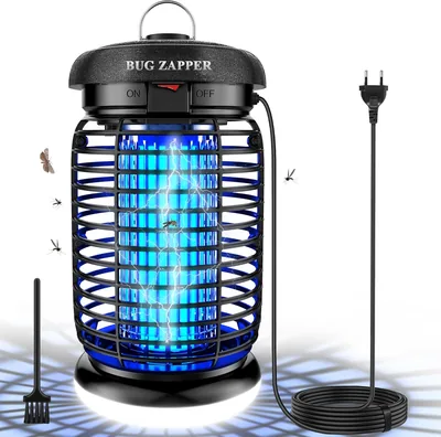 WUEAOA Elektrischer Insektenvernichter mit LED-Lampe, Moskito-Lampe 4200 V mit 15 W UV-Lampe, Insektenabwehr, IPX4 Wasserfest, Eleganter Design