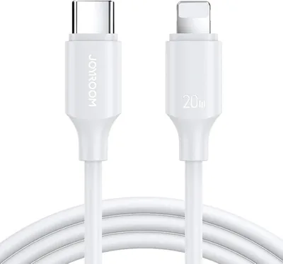كابل شحن وبيانات Joyroom S-CL020A9 20W من Type-C إلى Lightning، 1 متر - أبيض، شحن سريع PD ومتين
