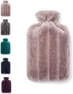 Brevian 2L Hot Water Bottle with Faux Fur Cover - Blossom Pink