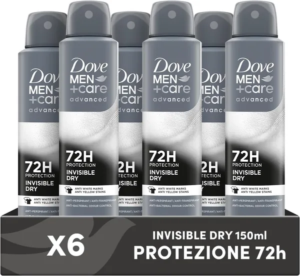 Dove Men + Care Invisible Dry Spray Deodorante con Crema Idratante, Anti-Macchie e Idratazione Intensa - 250 ml | Best Deal