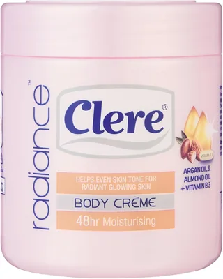 Clere Radiance Body Crème - Argan & Almond Oil, Vitamin B, Even Skin Tone, 48hr Moisture