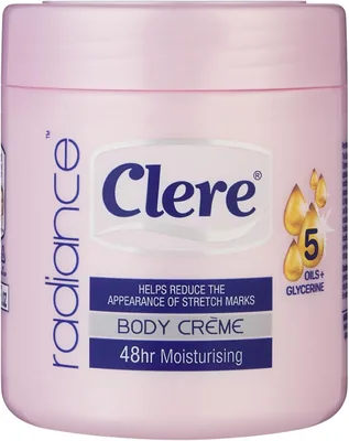 Clere Radiance Body Crème - 5 Oils + Glycerine for Stretch Mark Reduction - 48hr Moisture - 400ml