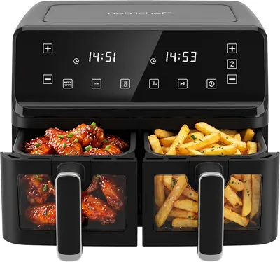NutriChef Large Air Fryer – Dual Zone 8.3L