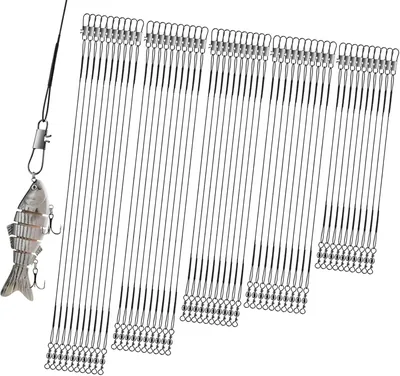 Realure 50st stainlessställs växlingstråd, fisking, 5 storlekar 10cm 15cm 20cm 25cm 30cm Anti-Bite Fiskeled med växel