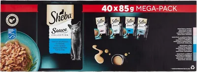 Collection de sauces Sheba pour chat adulte - Sélection de poisson frais en sachets humides - 4 variétés x 85g
