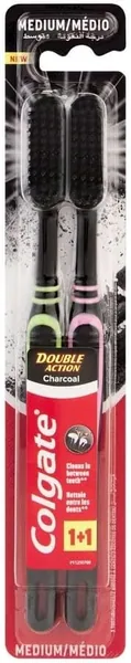 Colgate Double Action Charcoal Toothbrush 2-Piece Set, Medium - Best Deal