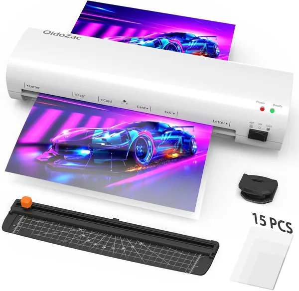 9-Inch Letter Size Laminator Machine with 15 Laminating Pouches for Small Desktop
