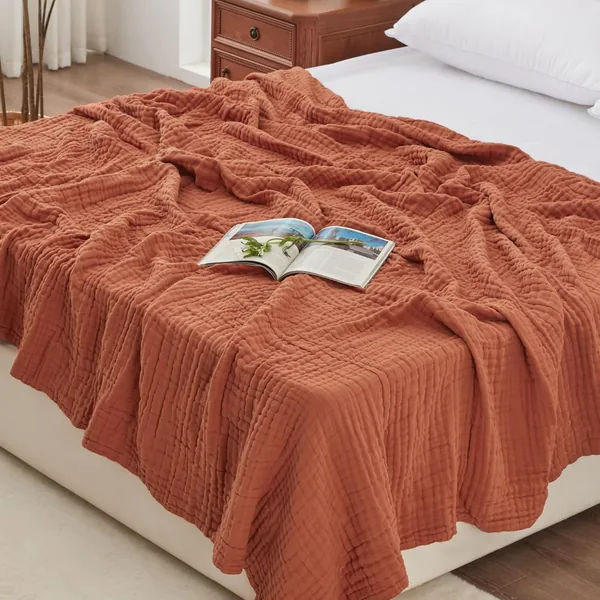Love's Cabin Muslin King Size Blanket, 108"x90", Lightweight and Breathable, 6 Layer 100% Cotton, 1 Pack