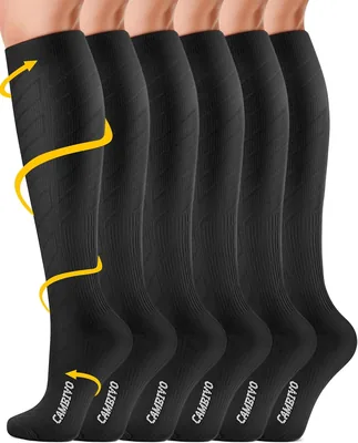 Cambivo Compression Chaussettes 3 Paires pour Hommes et Femmes, 20-30 mmHg, Socks de Voyage pour la Circulation Sanguine, Course à Pied