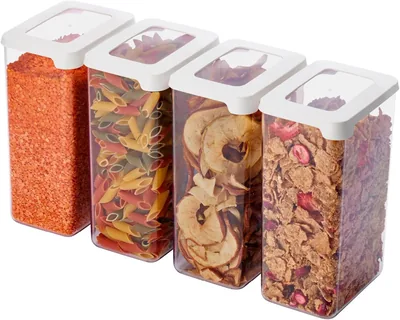 SmartStore Clear Storage Jarror 1.6 L, Set of 4 - Lagringsklarar med Luk, BPA-fritt, Dishwasher Safe - Stackbara lagringsklarar