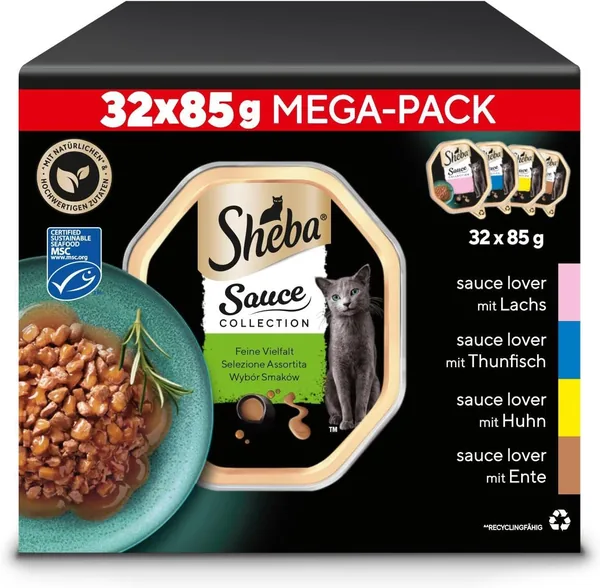 SHEBA Schale Multipack Mega-Pack Sauce Collection Feine Vielfalt MSC 32x85g