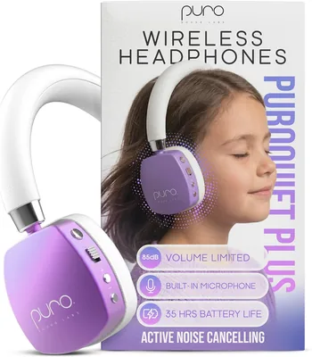 Puro Sound Labs PuroQuiet Plus Kids Headphones, Noise Cancelling Bluetooth On-Ear Headphones, Lightweight