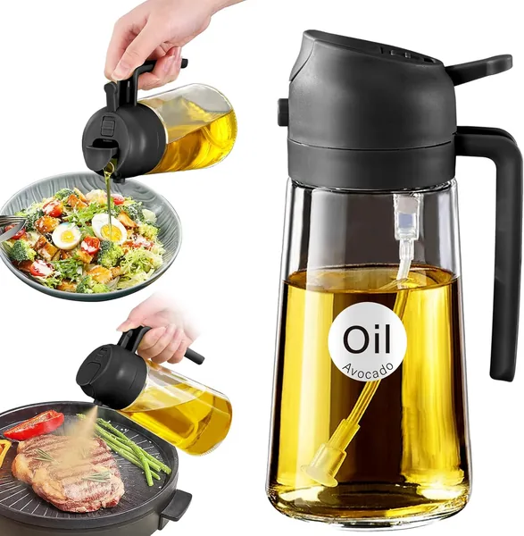 YARRAMATE Cooking Oil Sprayer, 2 in 1 Olive Oil Dispenser Bottle for Kitchen
