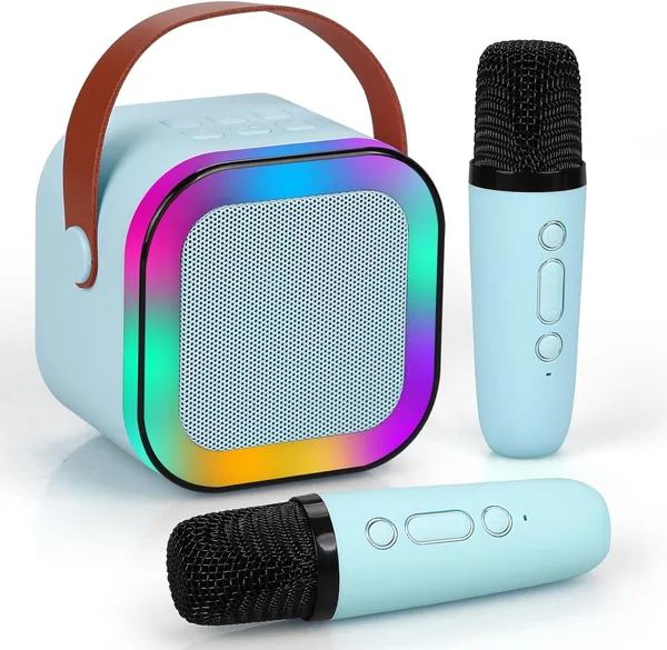 Karaoke Machine Kids,Portable Bluetooth Speaker with Wireless Microphone for Kids Toddler,Gifts for Girls and Boys Birthday (Blue)