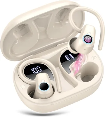 ENC Noise Canceling Wireless Earbuds with Earhooks - IP7 Waterproof