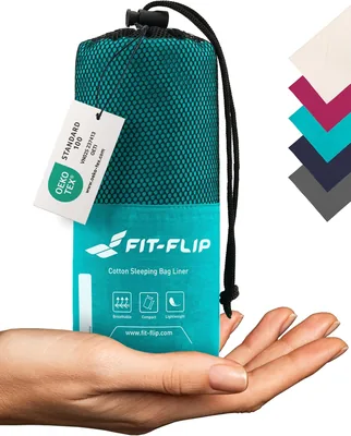 Fit-Flip Sacco a Pelo da Viaggio - 100% Cotone o Microfibra - Con Comparto per Cuscino - Ultraleggero e Compatto - 10% di Sconto