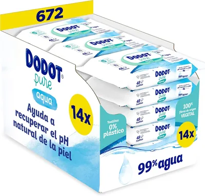 Toallitas Dodot Pure Aqua, 672 toallitas (14 paquetes x 48 uds) - Mejor Oferta