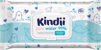 Kindii Chusteczki Nawilżane dla Niemowląt i Dzieci Pure Water 99% - Bezzapachowe z Alantoiną - Best Deal
