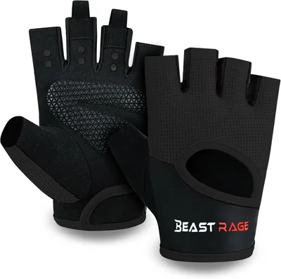 BEAST RAGE Gym Handschoenen voor Mannen en Vrouwen, Ademende Gewichtheffingshandschoenen met Anti-slip Silicone Bescherming