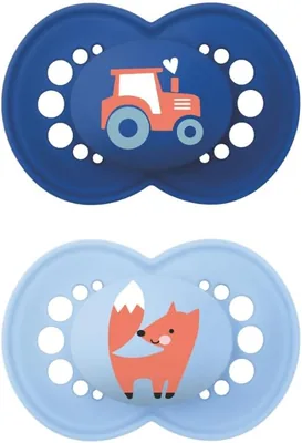 MAM Original Soother 16+ Mesi, Set di 2, Blu Chiaro/Blu | Con Portastimolatore Sterile per Pacifier, Tettino Ortodontico