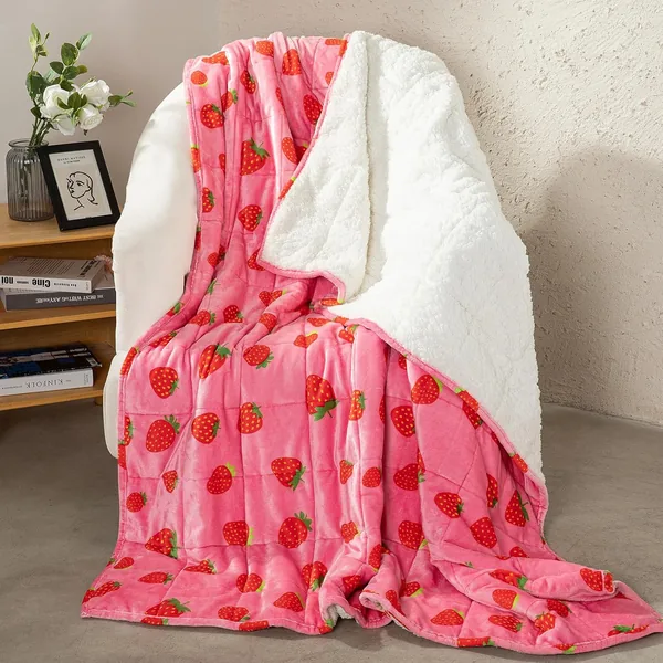 Aemicion Strawberry Queen Size 15lb Weighted Blanket - Best Deal