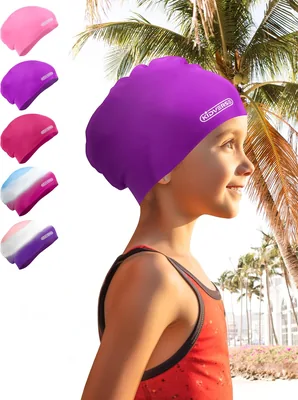 KIDVERSE Schwimmkappe für Mädchen, wasserdicht, mit Anti-Rutsch-Noppen, UV-Schutz, 100% reißfest