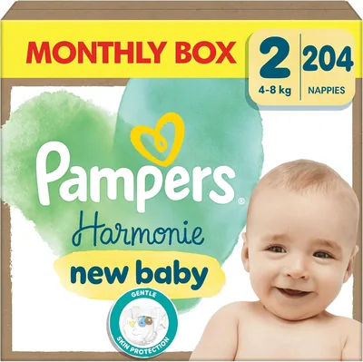 Pampers Harmonie Pieluszki rozmiar 2, 204 pieluszki, 4kg-8kg - Najlepszy Całkowity Cena