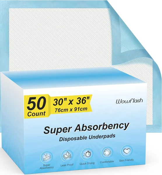 Wowflash Super Absorbency Disposable Leakproof Underpads