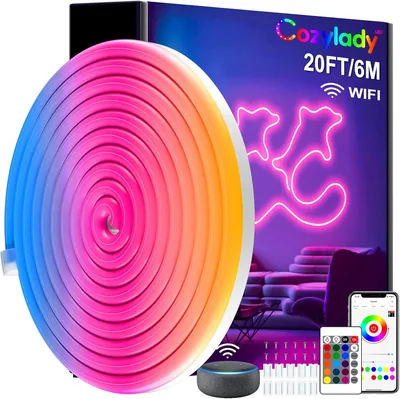 Cozylady 20ft/6M LED Neon Rope Lights, RGB Smart WiFi Strip Lights, Works with Alexa & Google Assist